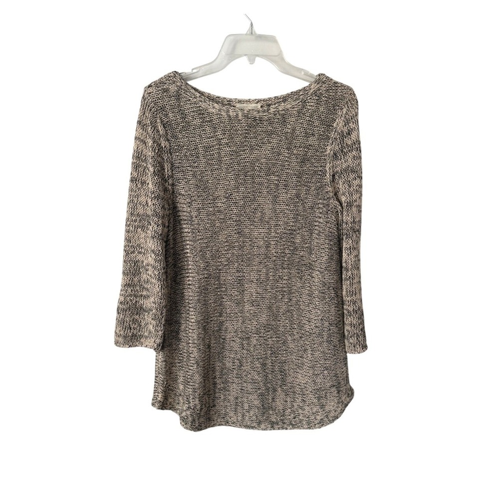 Eileen‎ Fisher Marled Long Sleeve Knit Sweater Linen Cotton Blend Boatneck Lg